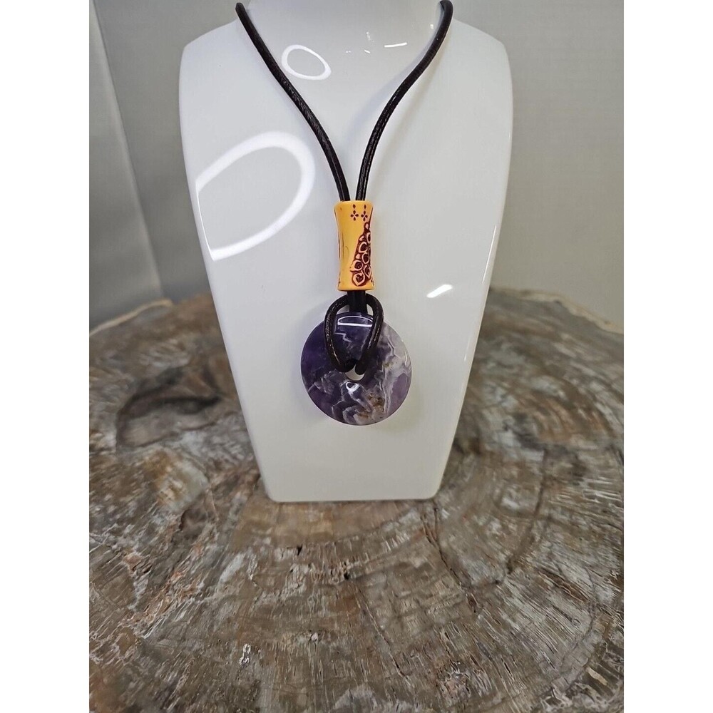 Round Amethyst Pendant Necklace, 16 Inch